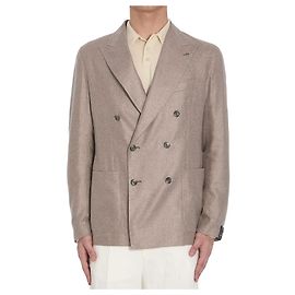 Tagliatore Double-breasted silk jacket Brown