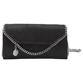 Stella Mc Cartney Falabella Continental-Geldbörse mit Kette Schwarz