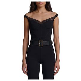 Top in maglia nero Self Portrait con dettagli in pizzo Nero