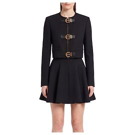 Versace Veste courte en laine nattée Noir