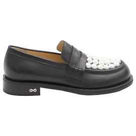 Mocassins Sirene Mach & Mach em pele preta com pérolas Preto