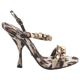 Dolce & Gabbana leopard print satin sandals brown Brown