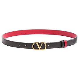 Valentino Garavani VLogo Signature reversible leather belt Black