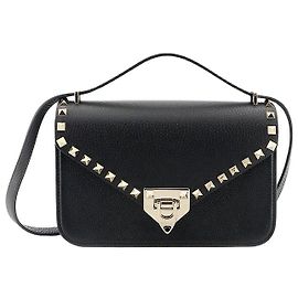 Valentino Garavani Picca borsa a tracolla Rockstud in vitello grana Nero