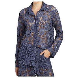 Federica Tosi Spitzenhemd Indigo Blau