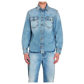 Versace Sobrecamisa stone-wash con tachuelas Azul
