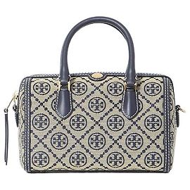 Tory Burch Sac cylindrique mini T Monogram Bleu