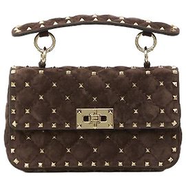Valentino Garavani Bolso de hombro Small Rockstud Spike Castaño
