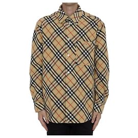 Camisa Burberry Check de flanela de lã bege Bege