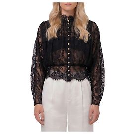 Self portrait Blusa in pizzo a collo alto Nero