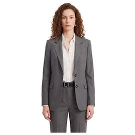 Sutton New York Veste à boutonnage simple en toile extensible Gris
