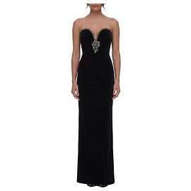 Vestido maxi de terciopelo negro Self Portrait Negro