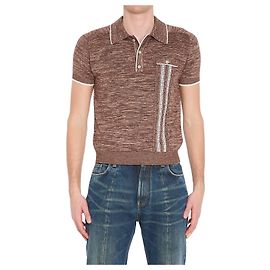 Versace Polo in maglia mouliné Marrone