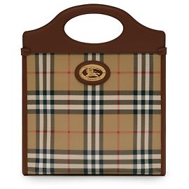 Mini borsa Burberry Archivo Check in tela di cotone beige Beige