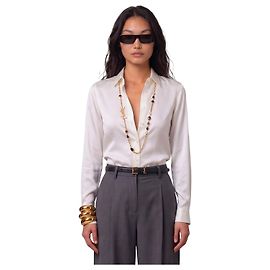 Sutton New York Camicia in seta stretch bianca Bianco