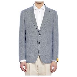 Tagliatore Jacket in linen and cotton Blue