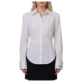 Camisa Attico em popeline de algodão branca Branco