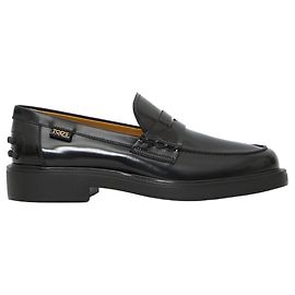 Tod's Black Calfskin Leather Loafers Black