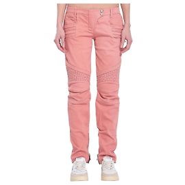 Vaqueros slim de algodón rosa Balmain Rosa