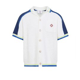 Casablanca Camisa de crochet Blanca y Azul Blanco
