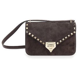 Valentino Garavani Borsa a tracolla Rockstud piccola in camoscio Marrone