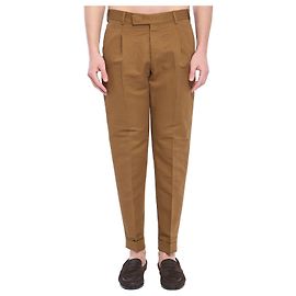 PT Torino Pantaloni Rebel in lino e cotone Marrone