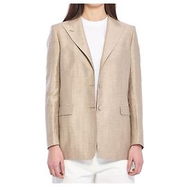 Tagliatore Veste en mélange de lin à boutonnage simple Marron