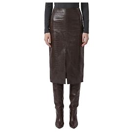 Federica Tosi Jupe midi imprimée crocodile Marron