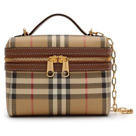 Burberry Mini mala de cosméticos xadrez Bege