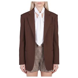 Federica Tosi Blazer à boutonnage simple en frescolana Marron