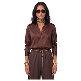 Sutton New York Camicia in seta elasticizzata marrone Marrone