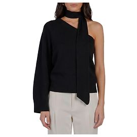 Federica Tosi Top monospalla con dettaglio foulard Nero