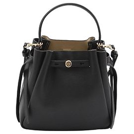 Mala bucket Romy Tory Burch em couro preto Preto