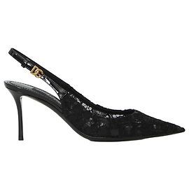Dolce & Gabbana Sapatos slingback de renda Taormina Preto