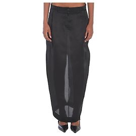 Falda larga Lucian Khaite en organza de seda negra Negro