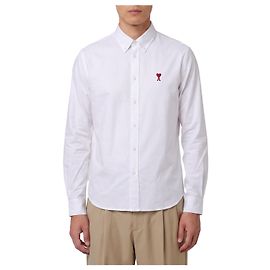 Camisa Ami Paris Ami De Coeur de algodón Oxford blanca Blanco