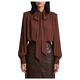 Federica Tosi Silk-blouse blouse with bow Brown