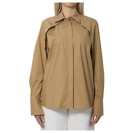 Federica Tosi Open Sleeve Cotton Shirt Beige Beige