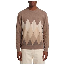 Ballantyne Diamond Rundhals-Pullover aus Kaschmir Braun
