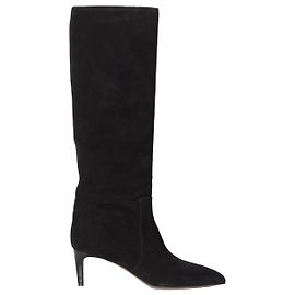 Stivali stiletto Paris Texas in scamosciato nero Nero