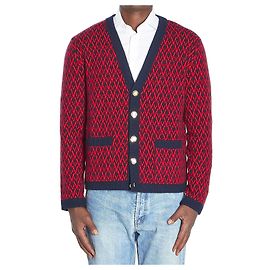 Valentino Garavani Toute La V Cardigan Blue Wool Blue