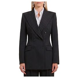 Dolce & Gabbana Double-breasted chalk stripe jacket Black