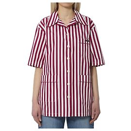 Camicia Dolce & Gabbana in popeline di cotone e seta a righe Bordò