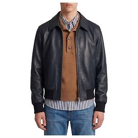 Ami Paris Reißverschlussjacke aus schwarzem Lammleder Schwarz