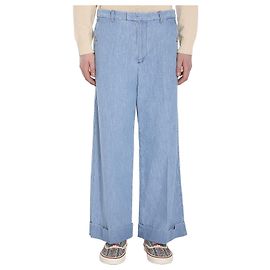 Pantaloni oversize in cotone azzurro Valentino Garavani Blu chiaro