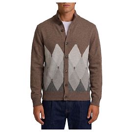 Ballantyne Diamond Cardigan aus Kaschmir Braun