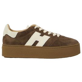 Hogan Cool brown suede sneakers with leather H Brown