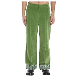 Valentino Garavani Pantalones de terciopelo con bajos de jacquard Verde