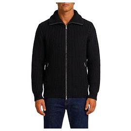 Roberto Collina Gerippte Zip-Jacke in Schwarz Schwarz