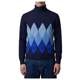 Ballantyne Pull à col roulé en cachemire Diamond Bleu